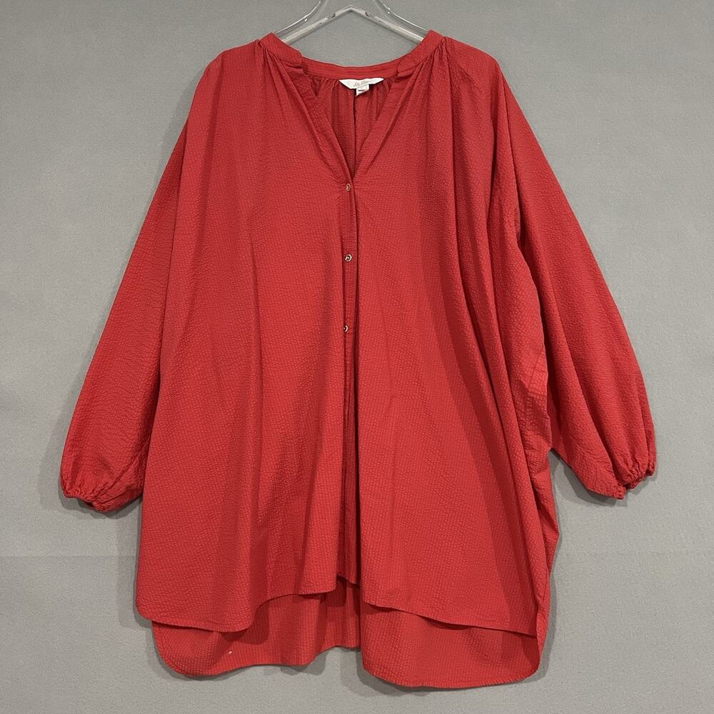 Lilly Pulitzer Andrae Cover Up Oversized Beach Shirt Size Large Mizner Red